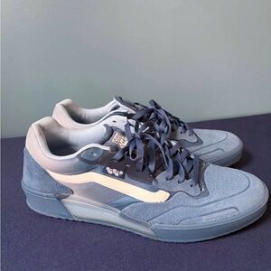 Vans Men’s Light Blue Suede Sneakers with White Side Stripe